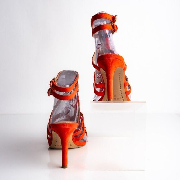 Boden Womens Sandals Heels Orange Strappy Beaded Open Toe Suede US 7 EU 38 - Picture 6 of 10